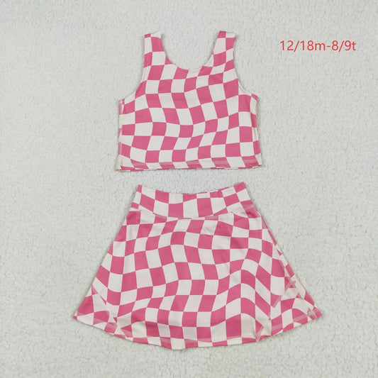 Sibling Baby Girls Sleeveless Stripe Plaid Athletic Skorts Dresses Sets 6.10
