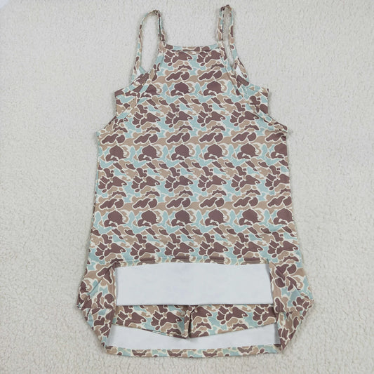 Sibling Adult Women Strap Western Camo Pockets Yoga Active Shorts Dresses C9.1