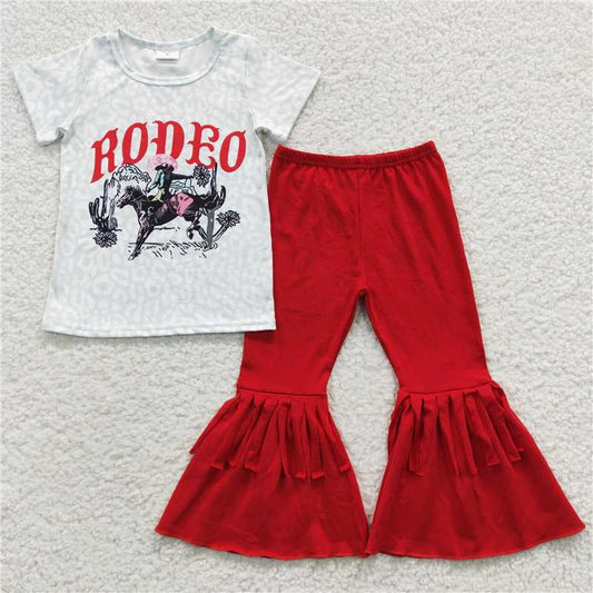 Sibling Baby Girls Western Shirts Bell Bottom Pants Outfits Sets C8.22