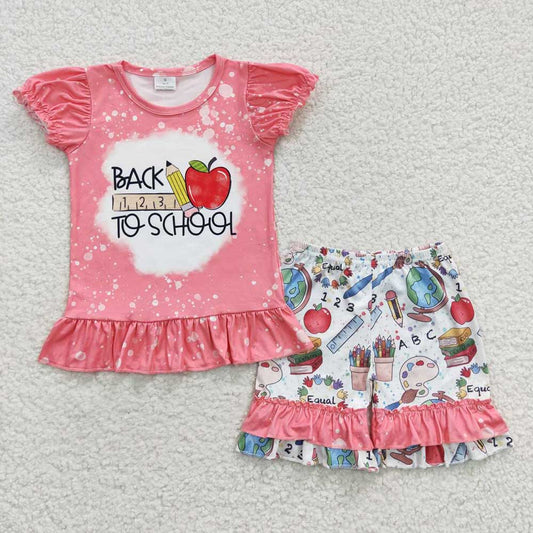 Sibling Baby Girls Back To School Top Shorts Clothes Sets