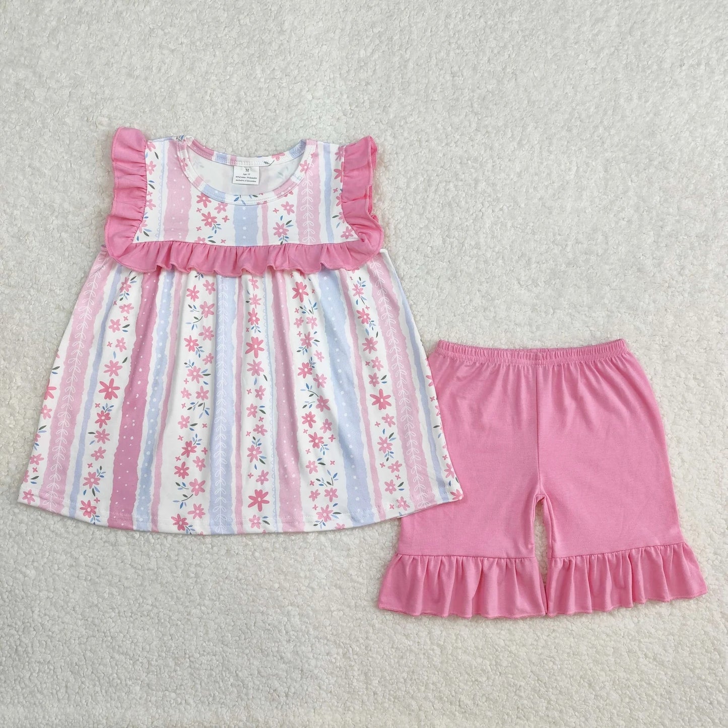 Sibling Baby Girls Bows Flowers Tunic Ruffle Shorts Sets 5.1