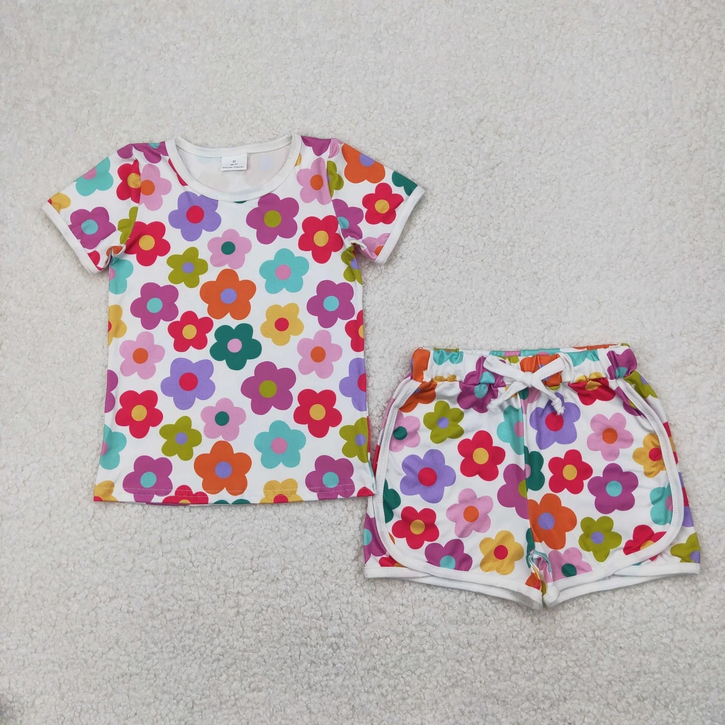 Sibling Baby Girls Flowers Plaid Tee Shirts Shorts Summer Clothes Sets 5.14