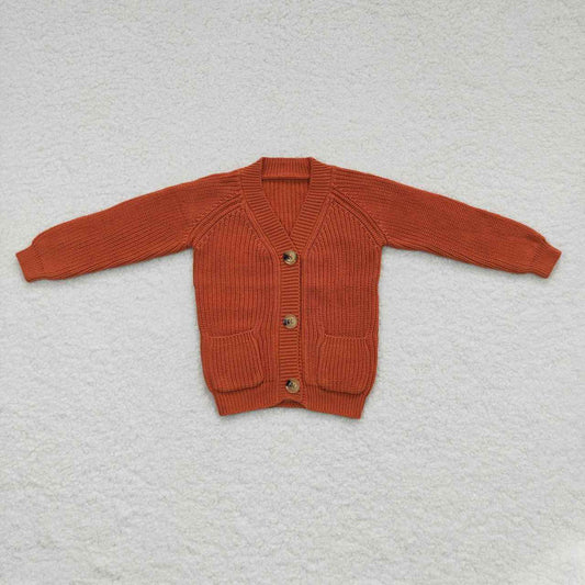 GT0242 caramel color pocket button cardigan long sleeve sweater