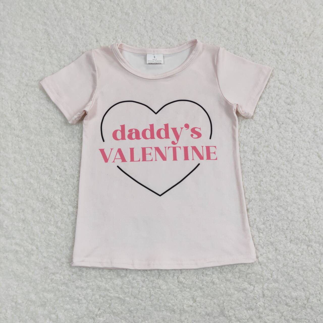 GT0452daddy's valentine pink short-sleeved top