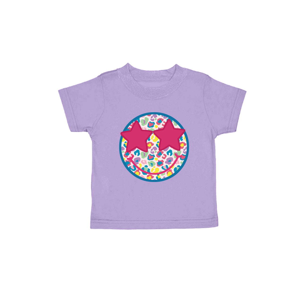 4.8 GT1017 Baby Girls Lavender Short Sleeves Colorful Leopard Smile Tee Shirts Top Preorder