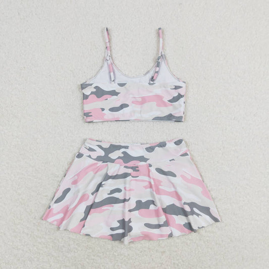 S0285 Pink-gray camouflage swimsuit