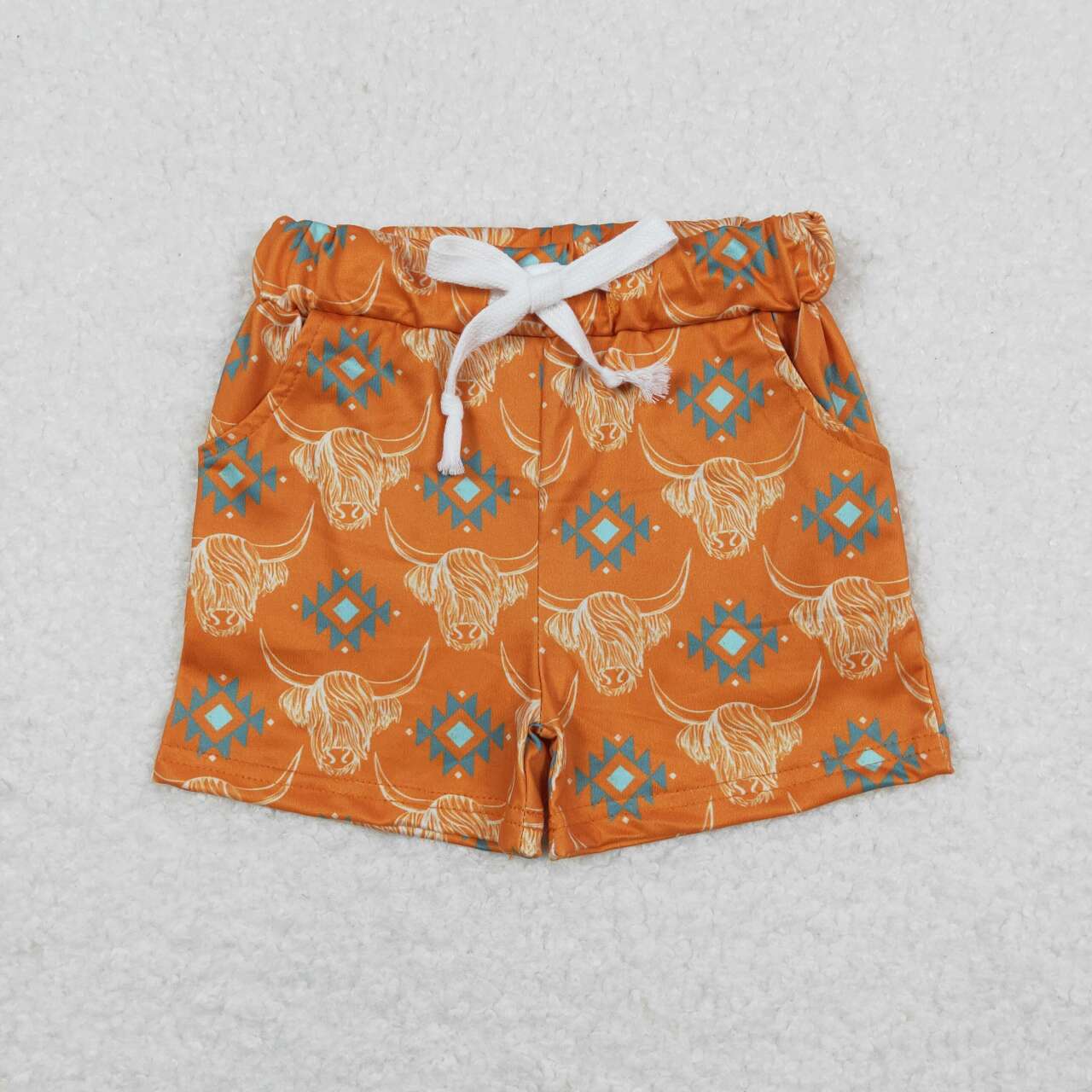 SS0208 Alpine bull head geometry orange shorts