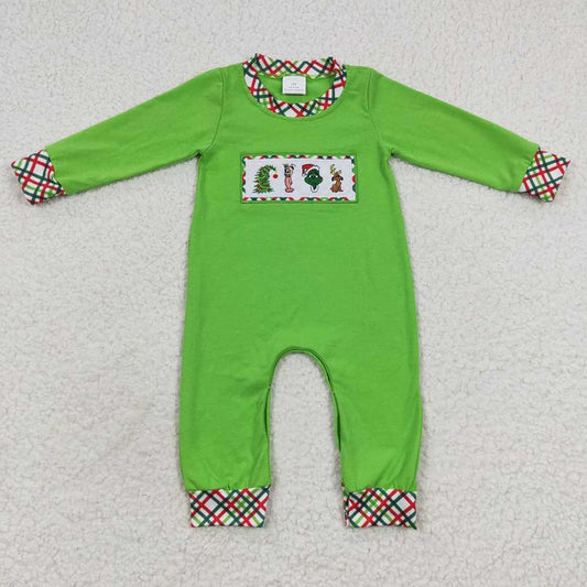 Sibling Baby Boys Girls Embroidery Green Faces Pants Christmas Clothes Sets Footie Rompers C10.11