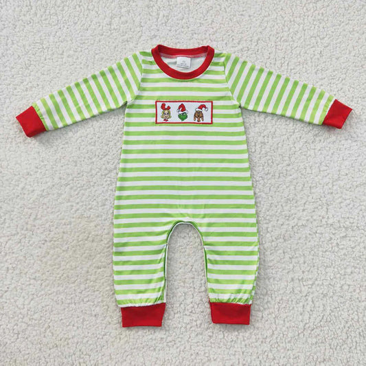 Sibling Baby Boys Girls Embroidery Green Faces Pants Christmas Clothes Sets Footie Rompers C10.11