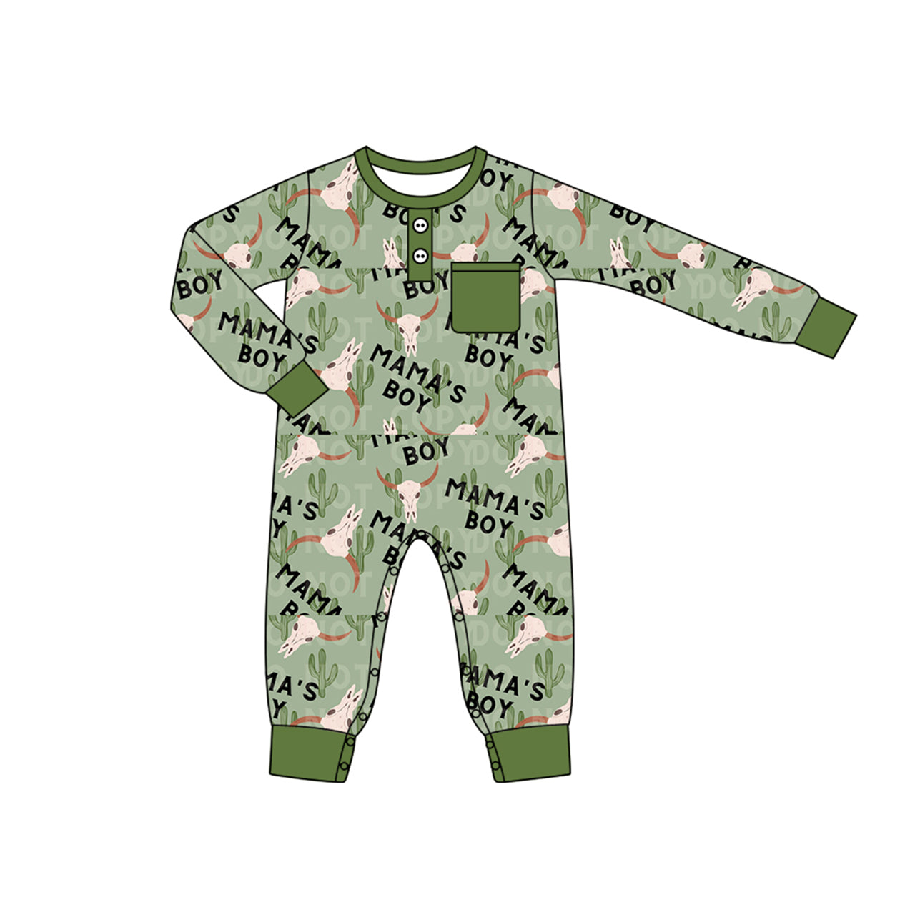 LR1897 Baby Infant Boys Western Mama's Boy Cow Cactus Rompers preorder