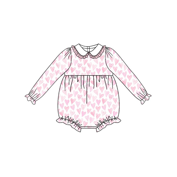 LR1899 Baby Infant Girls Valentines Pink Hearts Rompers preorder