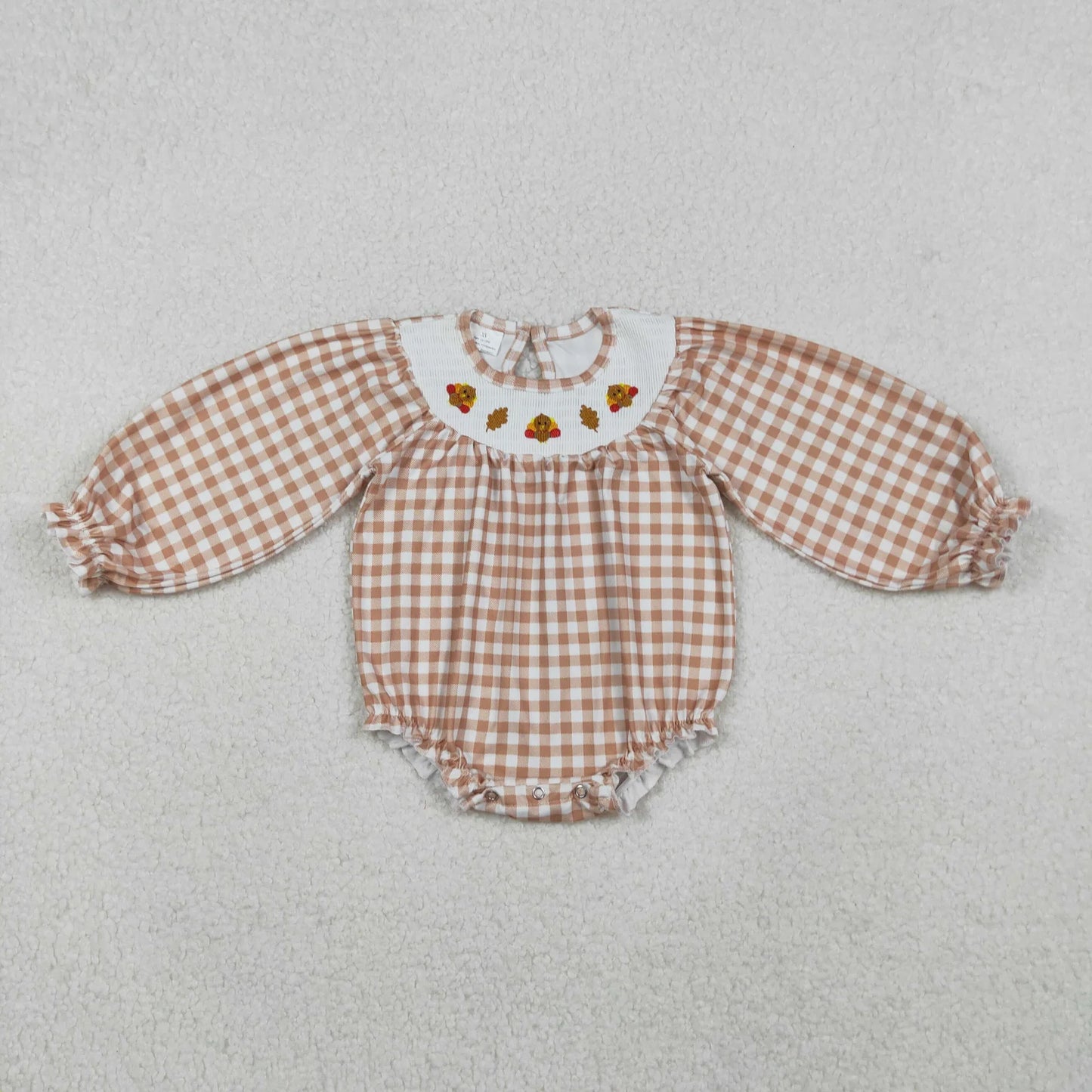 Sibling Smocked Baby Girls Thanksgiving Turkey Bows Ruffle Rompers Dresses C11.1