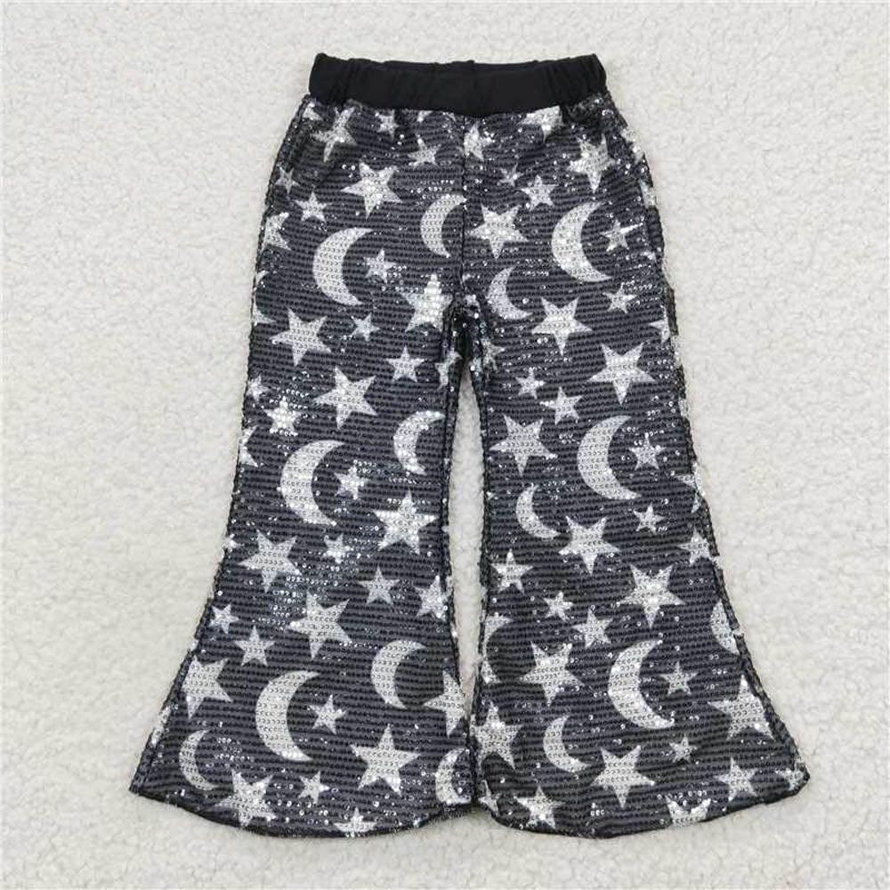 P0245 Star Moon Black sequined pants