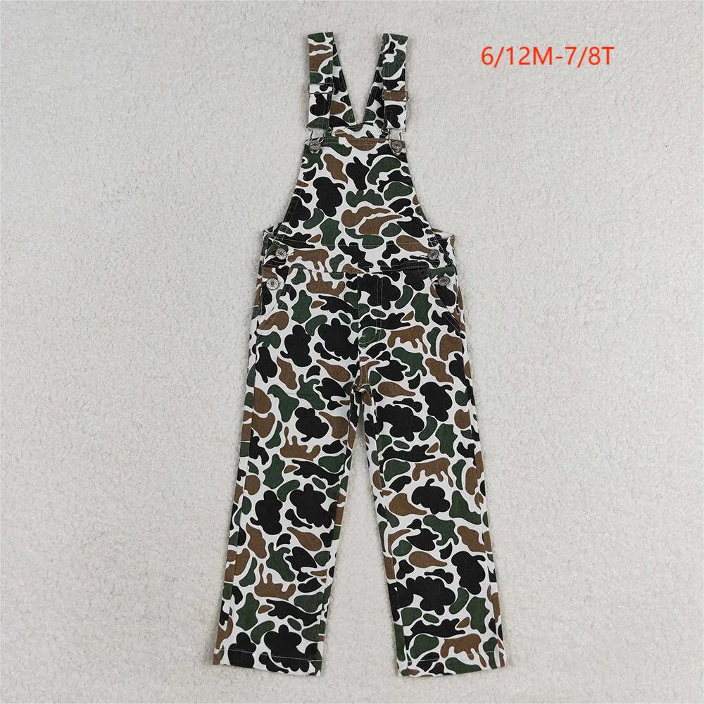 Sibling Boys Baby Girls Brown Camo Bell Denim Pants Jumpsuits