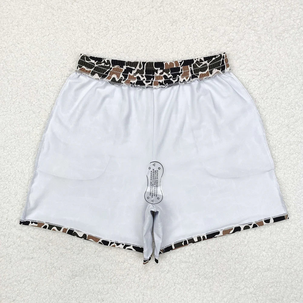 S0478 Adult Man Brown Duck Camouflage Pockets Bottom Trunk Shorts Swimwear