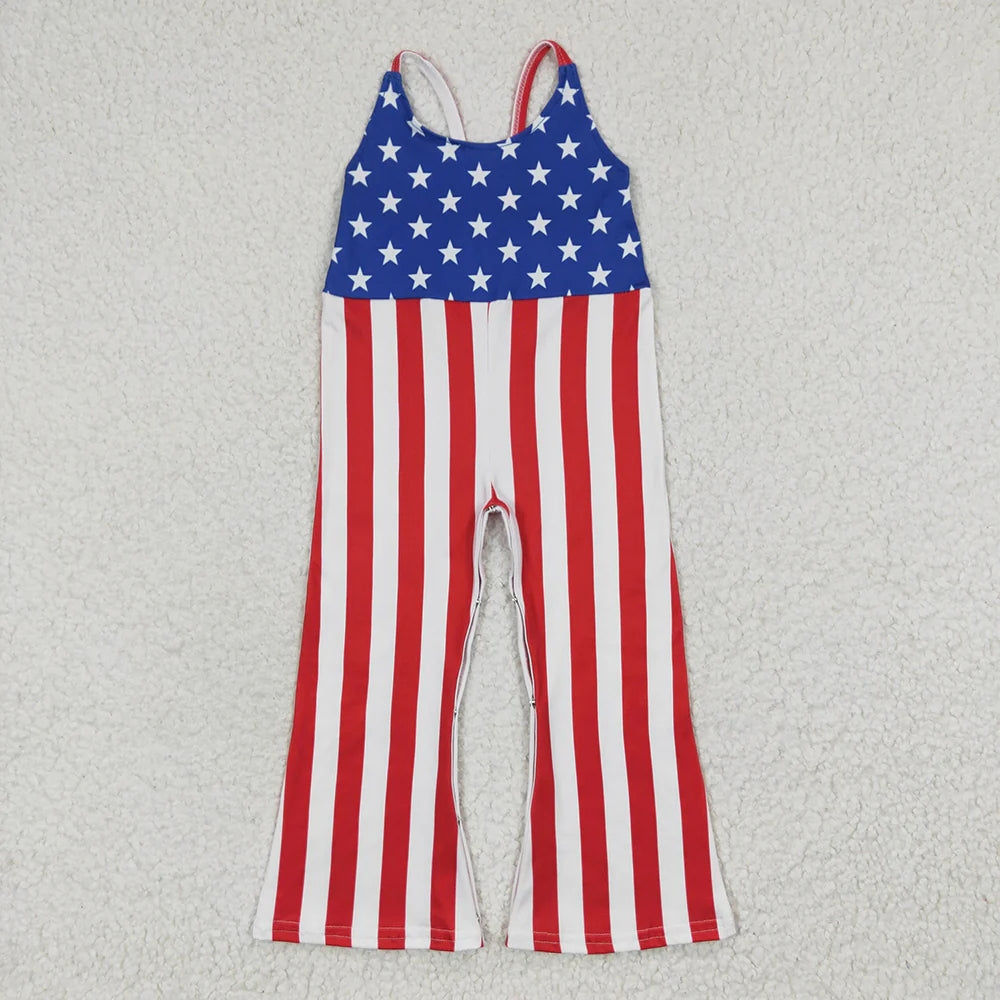 Sibling Baby Girls 4th Of July Bell Bottom Jumpsuits