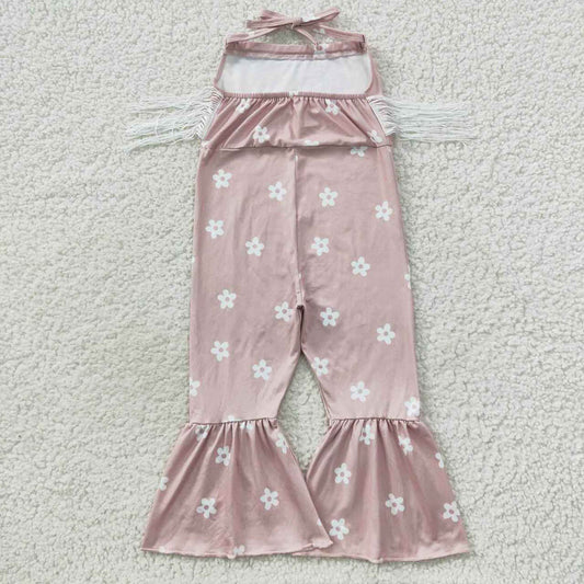 SR0424 Floral tassel halter pink onesie