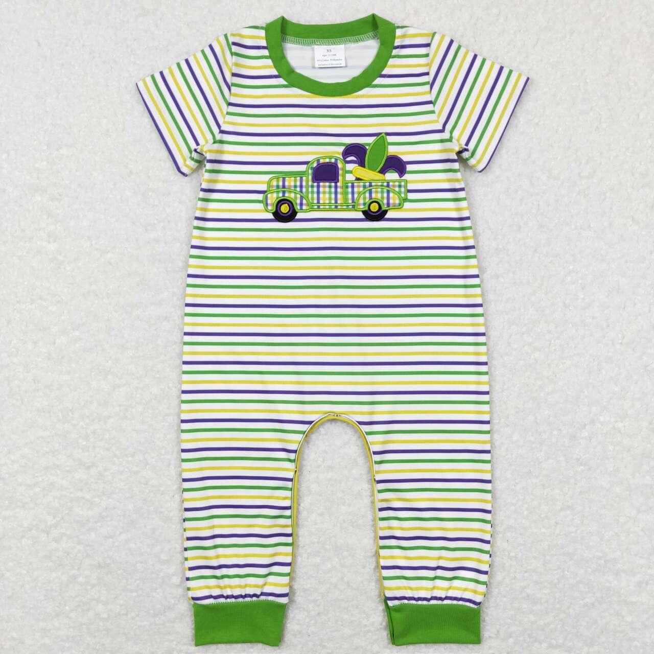 BSPO0215 Crazy Embroidery Card Car Purple Green Yellow Striped Short Sleeve Long Clothes Series