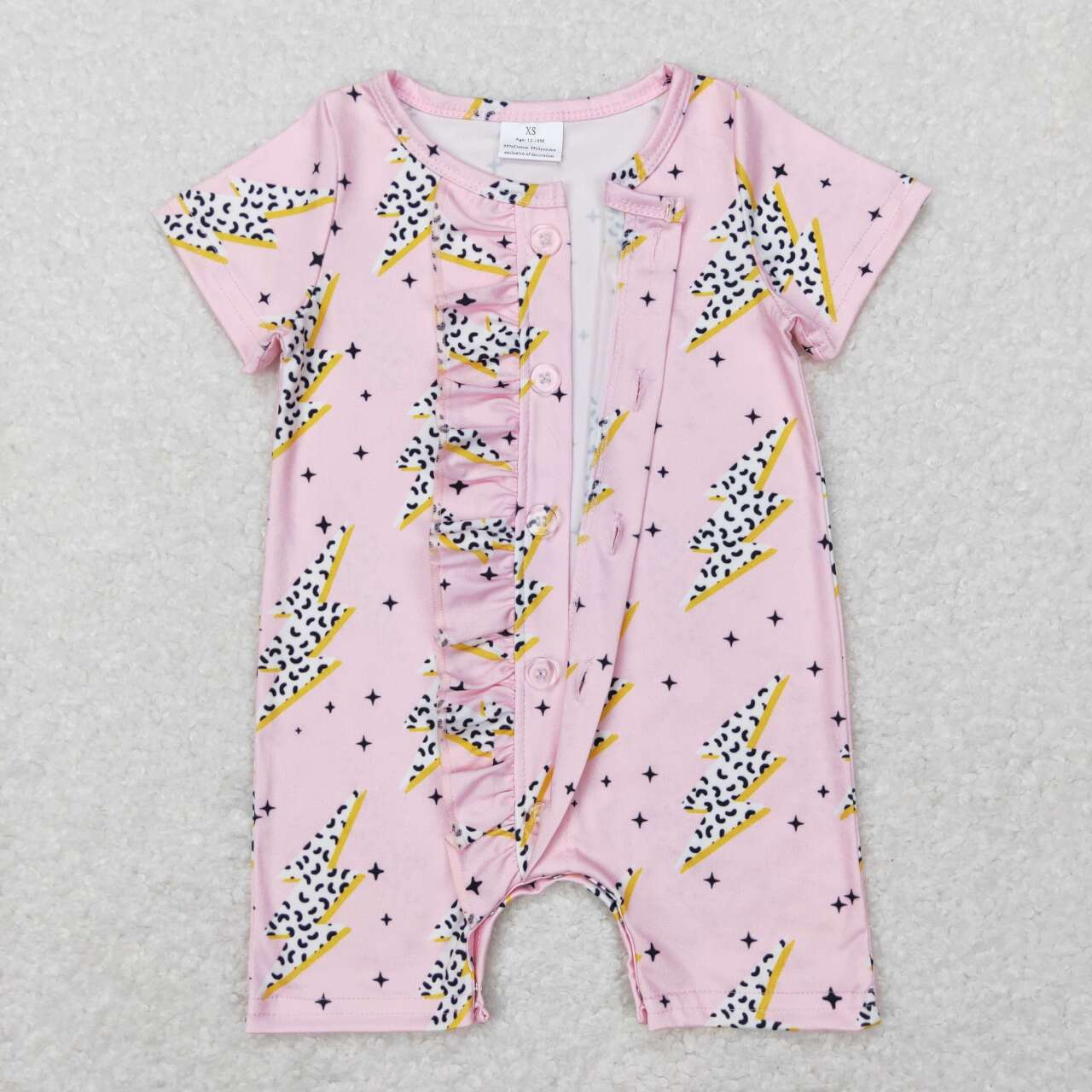 SR0523 Stars Lightning Lace pink short-sleeved onesie
