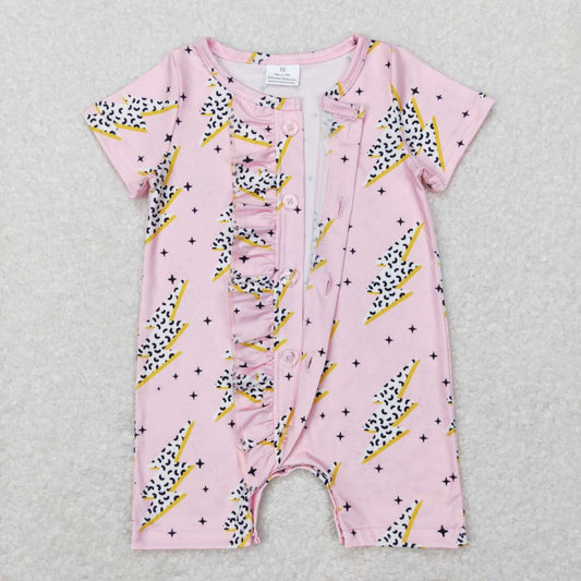 SR0523 Stars Lightning Lace pink short-sleeved onesie