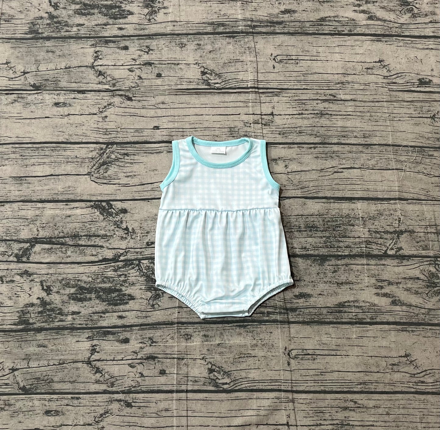 Sample SR3554 Cute Baby Boys Blue Checked Sleeveless Rompers
