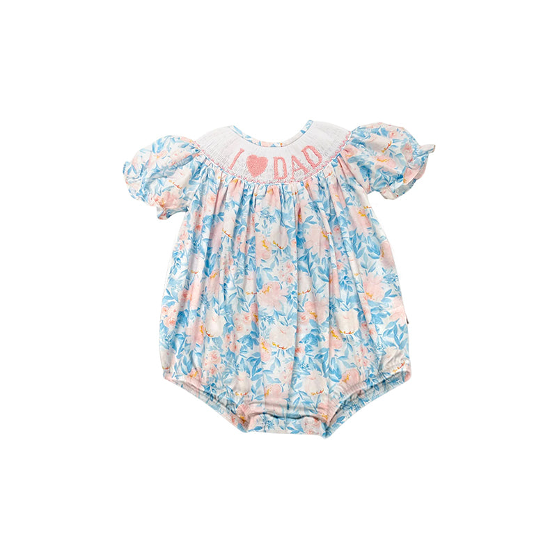 C11.17 SR3563 Baby Girls Pink Flowers I Love Dad Ruffle Rompers Preorder