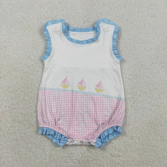 RTS Sibling Baby Boys Girls Sleeveless Boats Polka Dots Checked Rompers