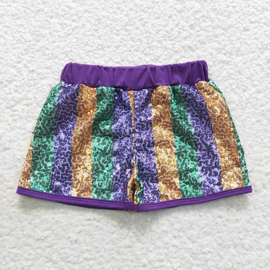 Sibling Baby Girls Colorful Stripe Sequin Shorts Bottoms 6.5