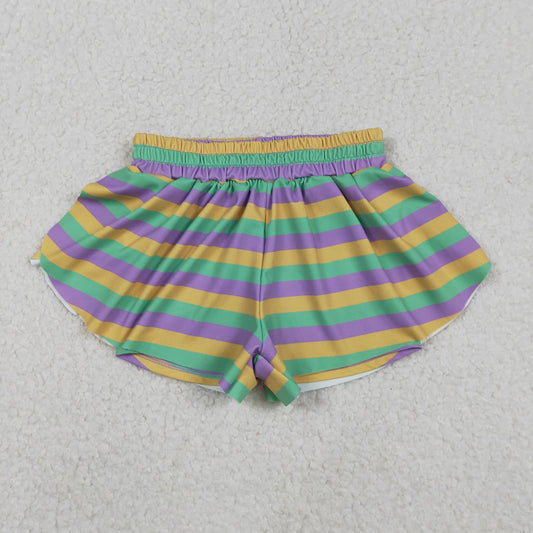 Sibling Baby Girls Mardigras Stripes Ruffle Shorts Skirt Shorts Bottom C12.6
