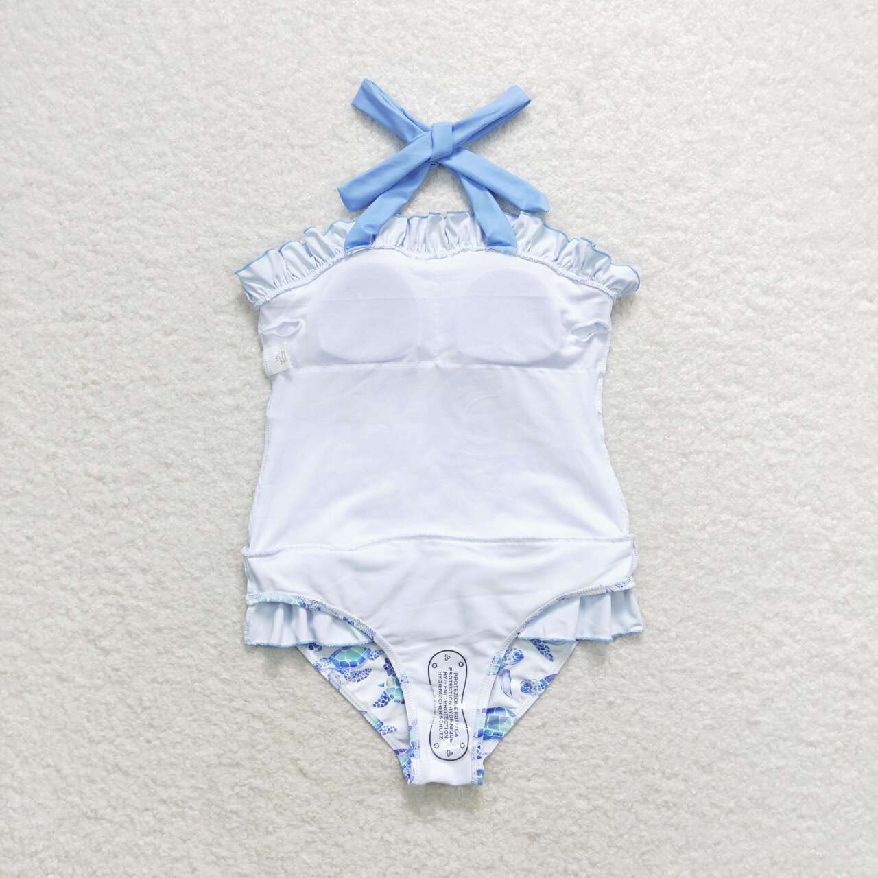 S0430 Turtle blue lace white one-piece swimsuit