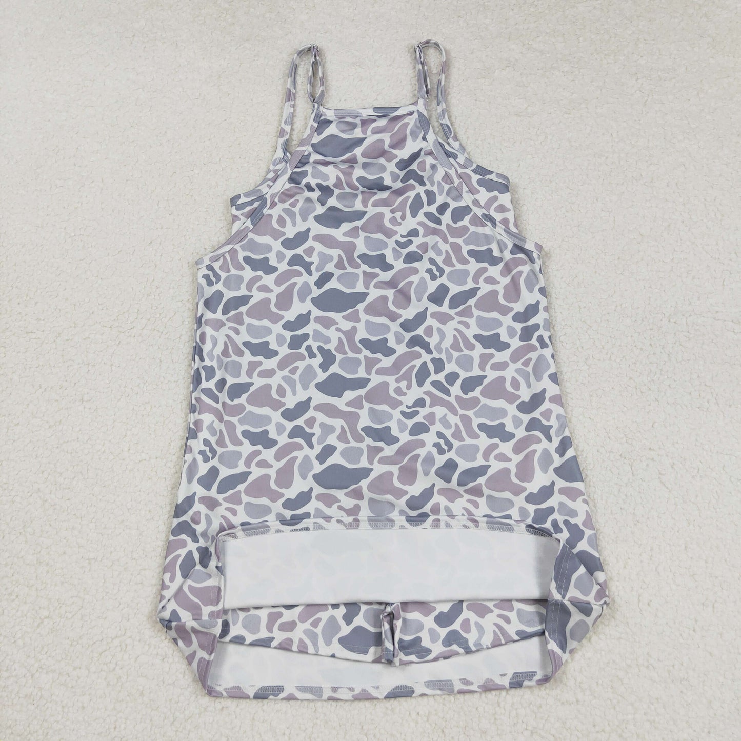 GSD2733 Adult Women Strap Gray Camo Pockets Yoga Shorts Dress 8.7