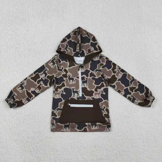 Sibling Baby Boys Deer Camo Zipper Pullovers Pockets Jogger Hunting Clothes Set Hoodies Top C11.11