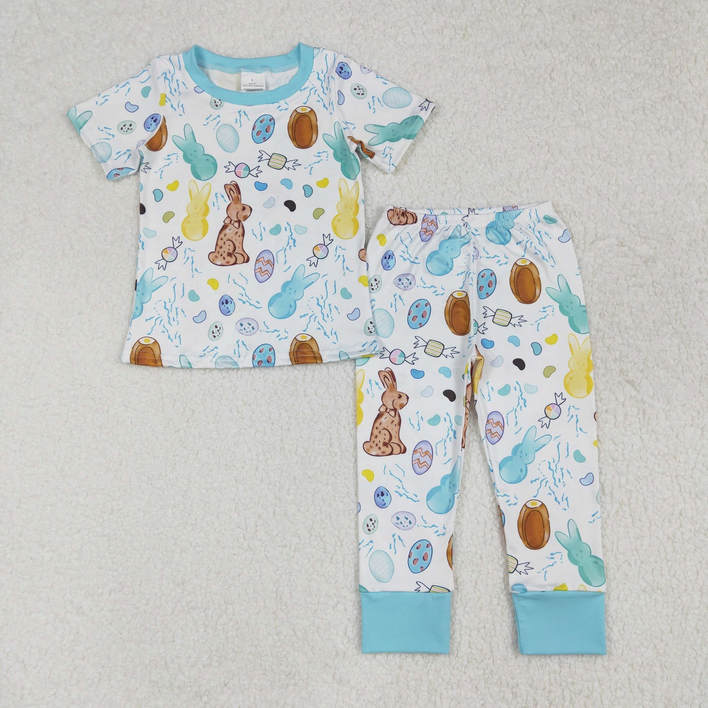 BSPO0557 Baby Boys Easter Rabbits Eggs Shirt Pants Pajamas Set