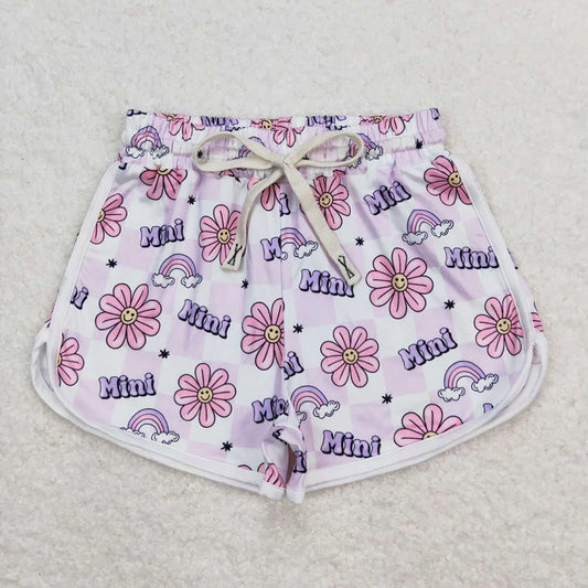 SS0171 Baby Girls Mini Flowers Rainbow Summer Shorts Bottoms
