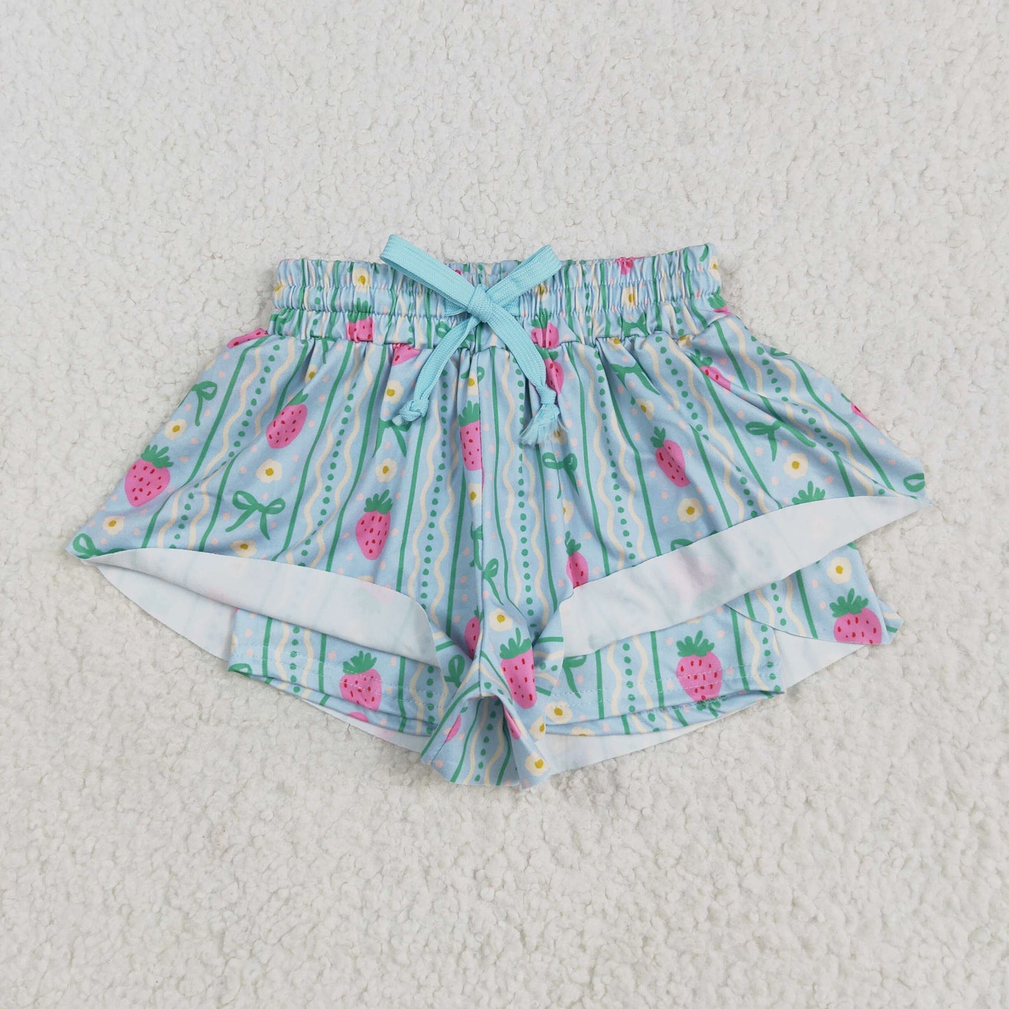 SS0580 Baby Girls Strawberry Green Bows Summer Shorts Bottoms 5.22