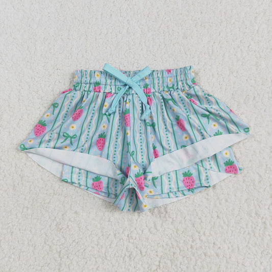 SS0580 Baby Girls Strawberry Green Bows Summer Shorts Bottoms 5.22