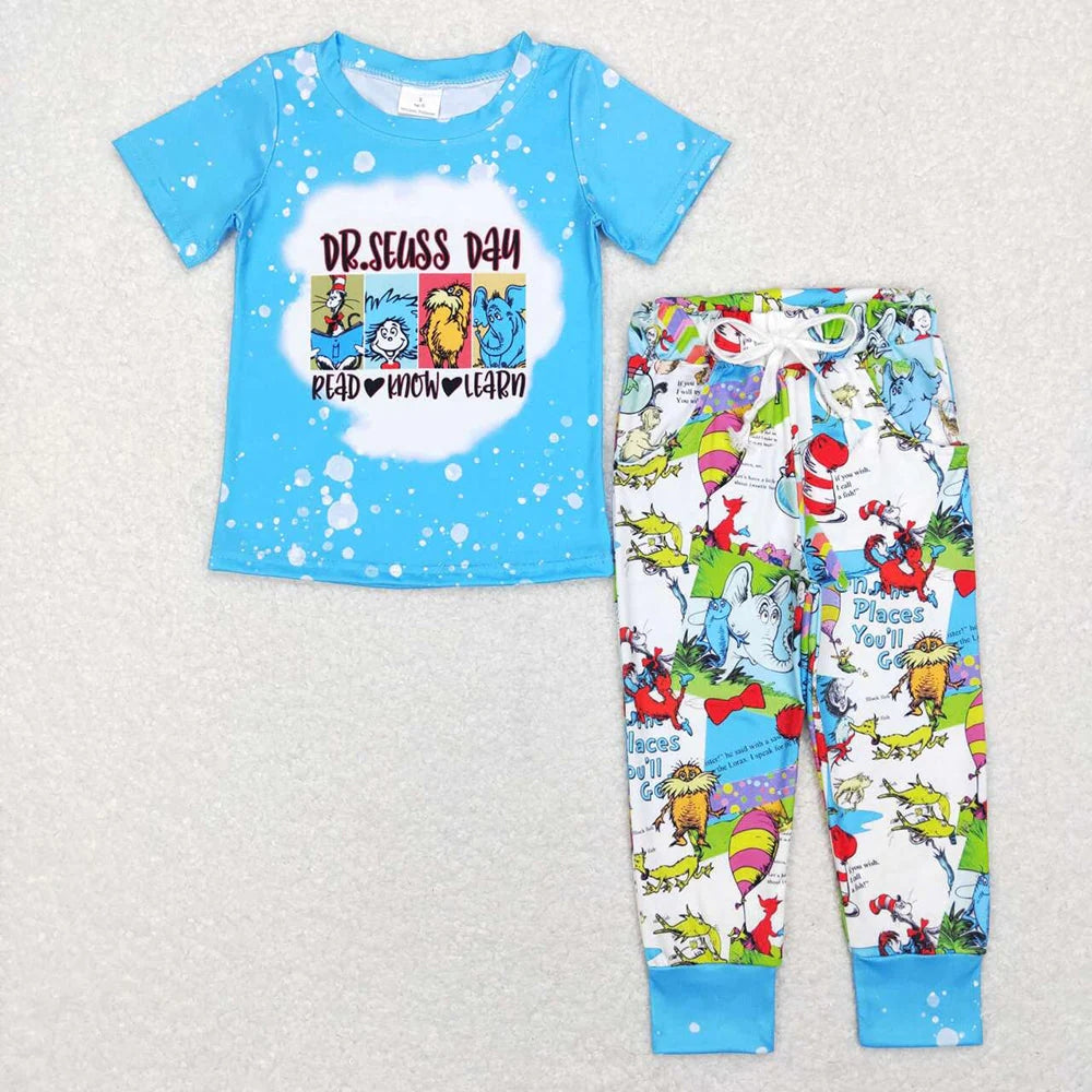 Sibling Baby Boys Cat Dr Reading Top Pants Outfits Clothing Sets