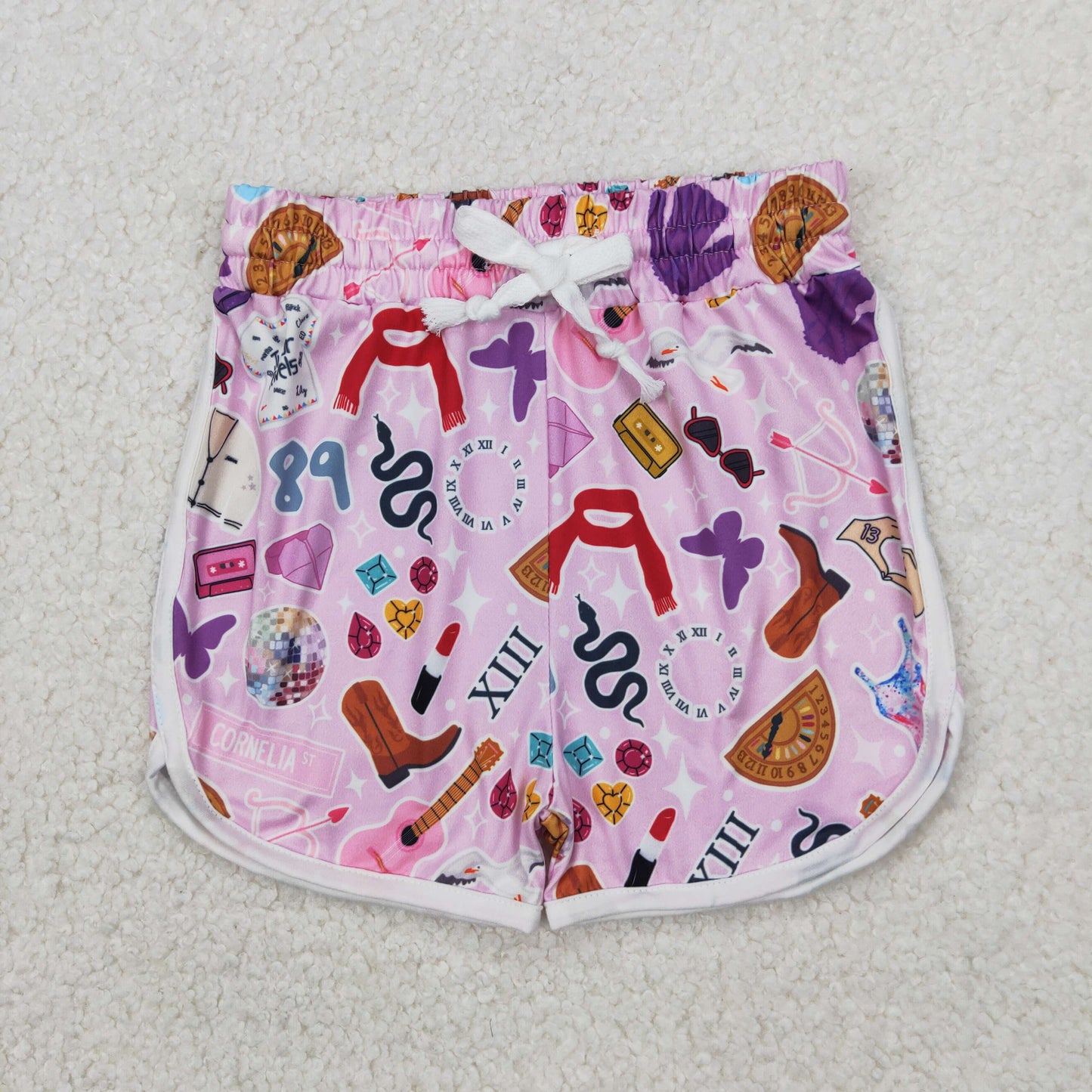SS0419 Baby Girls Lavender Singer Butterfly Shorts Bottoms