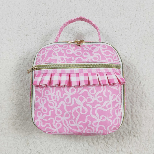 Sibling Baby Girls Pink Bows Ruffle School Bags Lunch Boxes 8.7