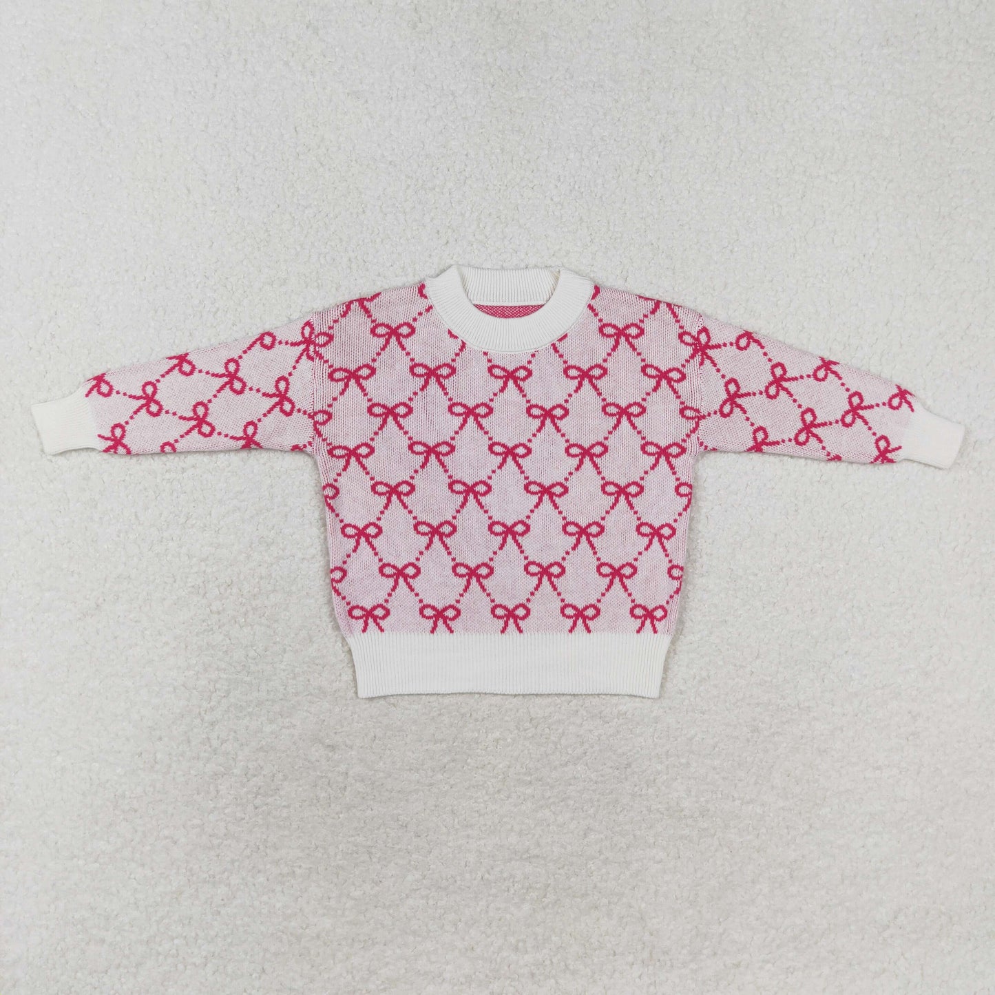 GT0687 Baby Girls Pink Bows Long Sleeve Sweater