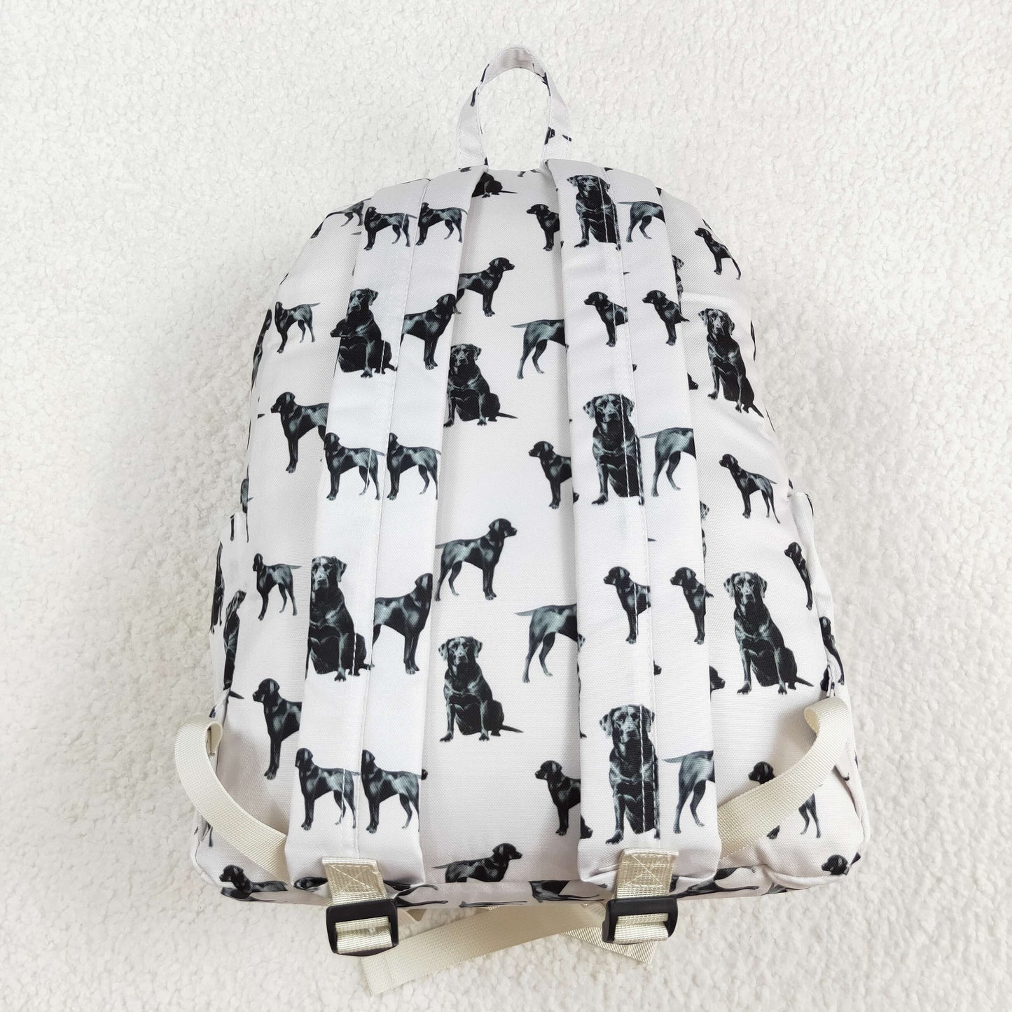 BA0230 Baby Kids Girls Dogs Black Backpack Zip Back Bag