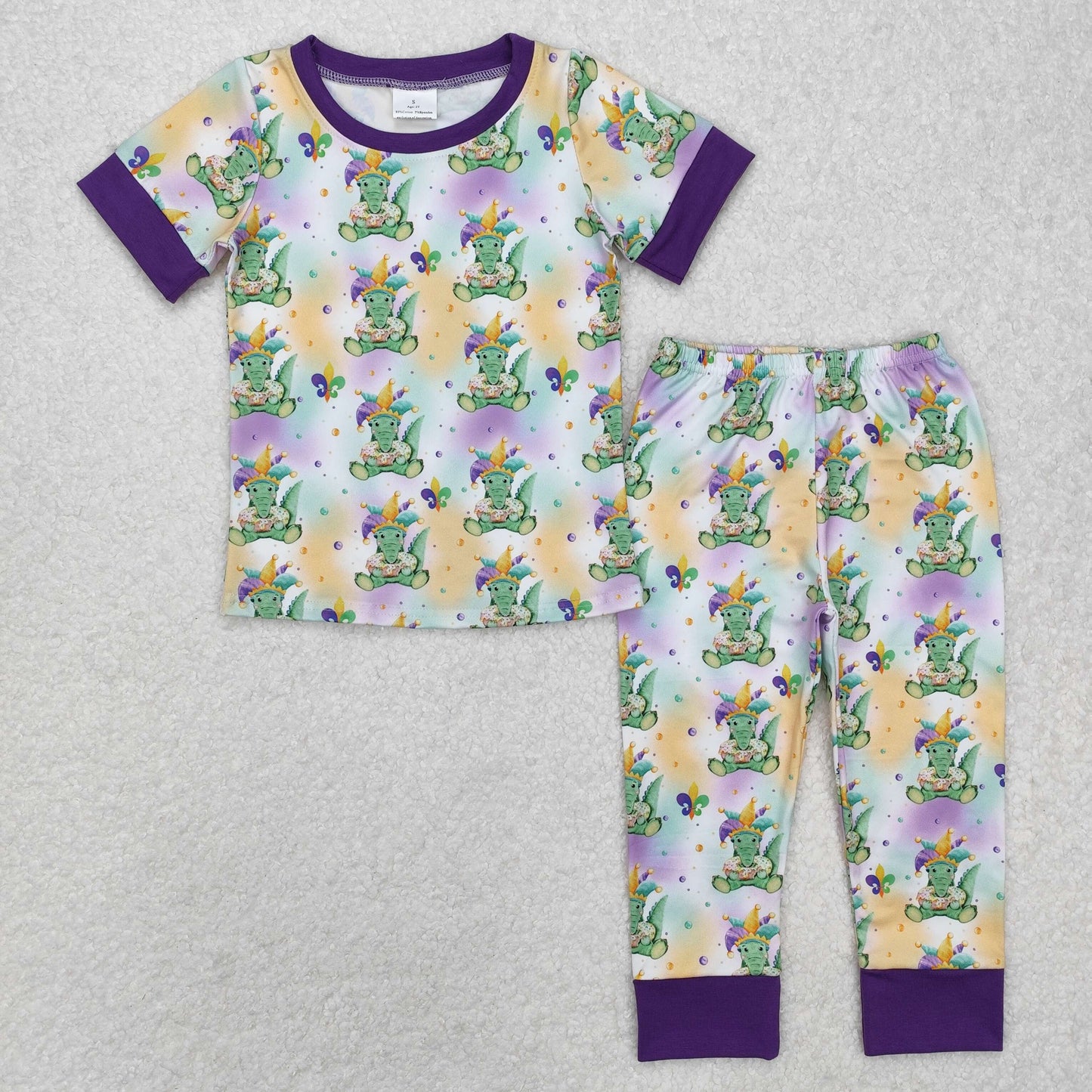 BSPO0547 Baby Boys Mardi Gras Crocodile Shirt Pants Pajamas Clothes Set