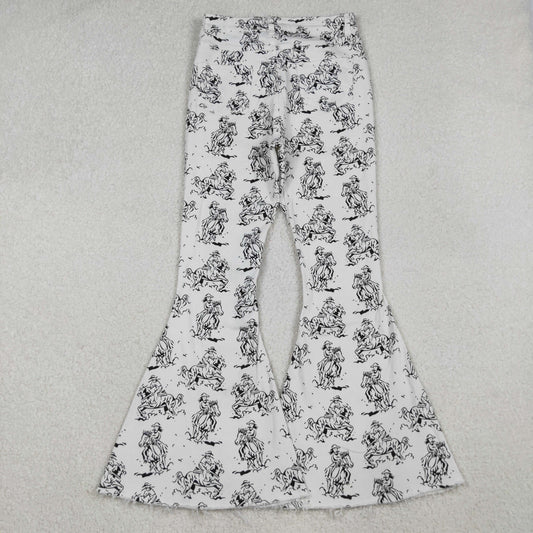 P0296 Adult Women White Western Rodeo Denim Bell Bottom Pants Jeans C10.15