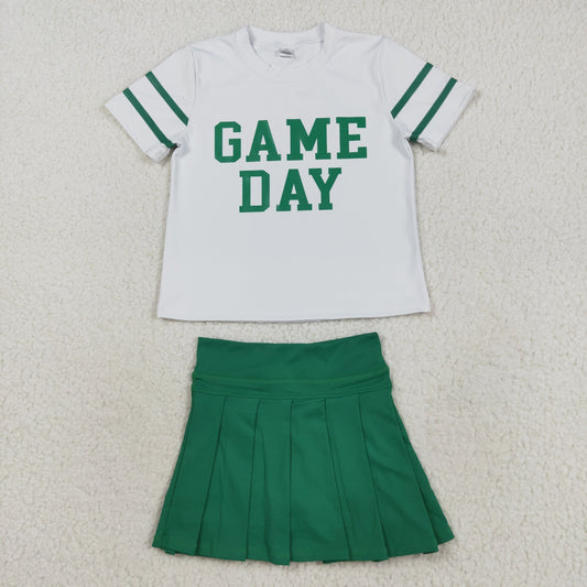 GT1103+GLK0126 Baby Girls Vinyl Green Game Day Top Pleated Skorts Yoga Active Team Set C8.21