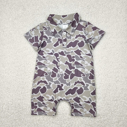 Sibling Baby Infant Boys Short Sleeves Camouflage Button Rompers 4.16