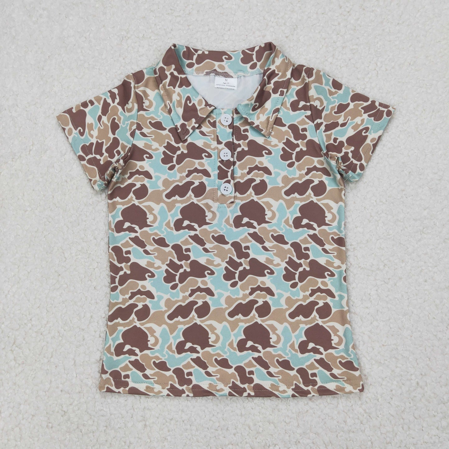 BT1212 Baby Boys Short Sleeves Button Khaki Camo Polo Shirts Tops
