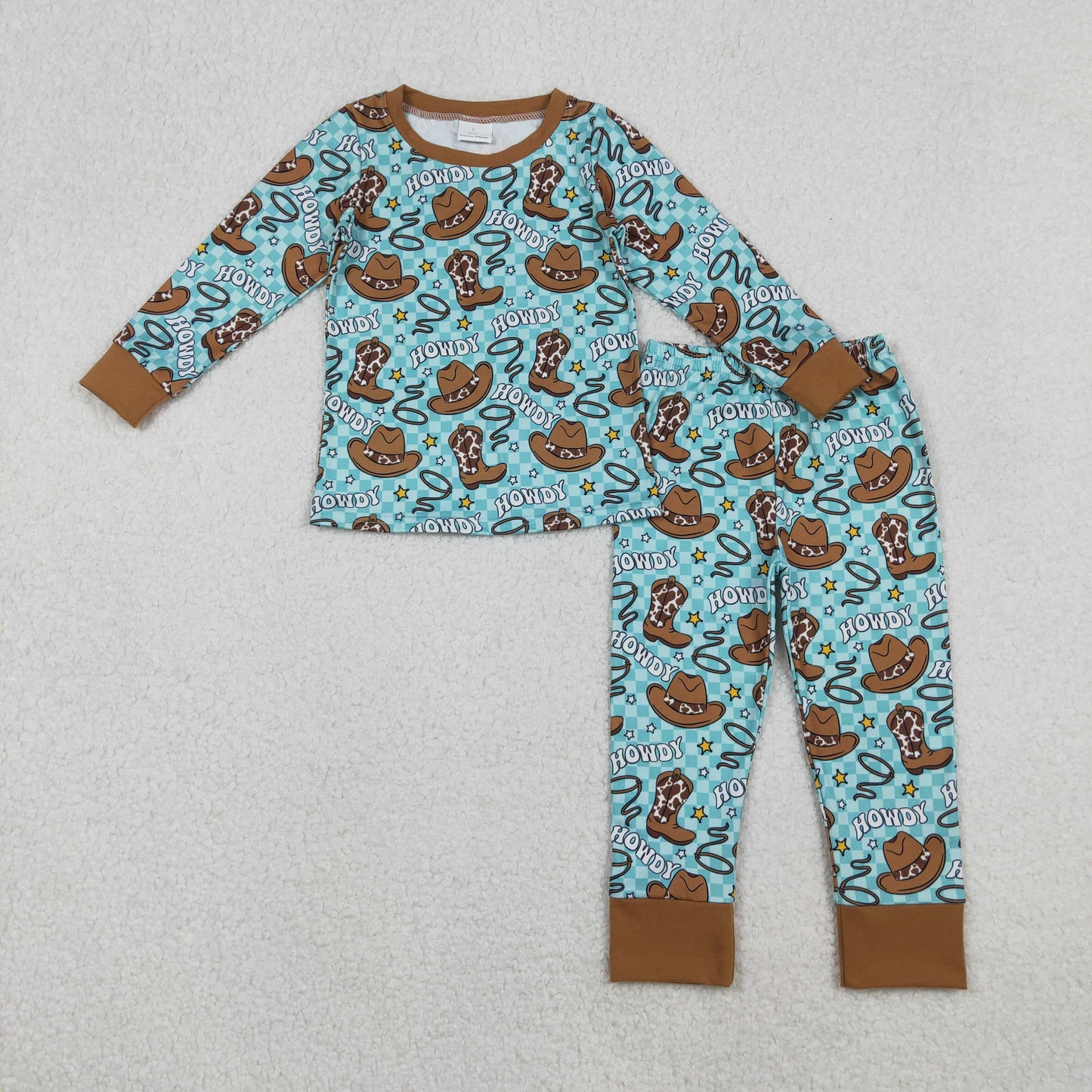 BLP1207 Baby Boys Howdy Hats Plaid Top Pants Western Pajamas Set C10.25