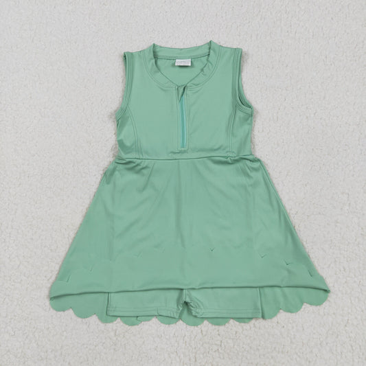 GSD2089 Baby Girls Light Green Yoga Zip Active Wear Skort Knee Length Dress 5.17
