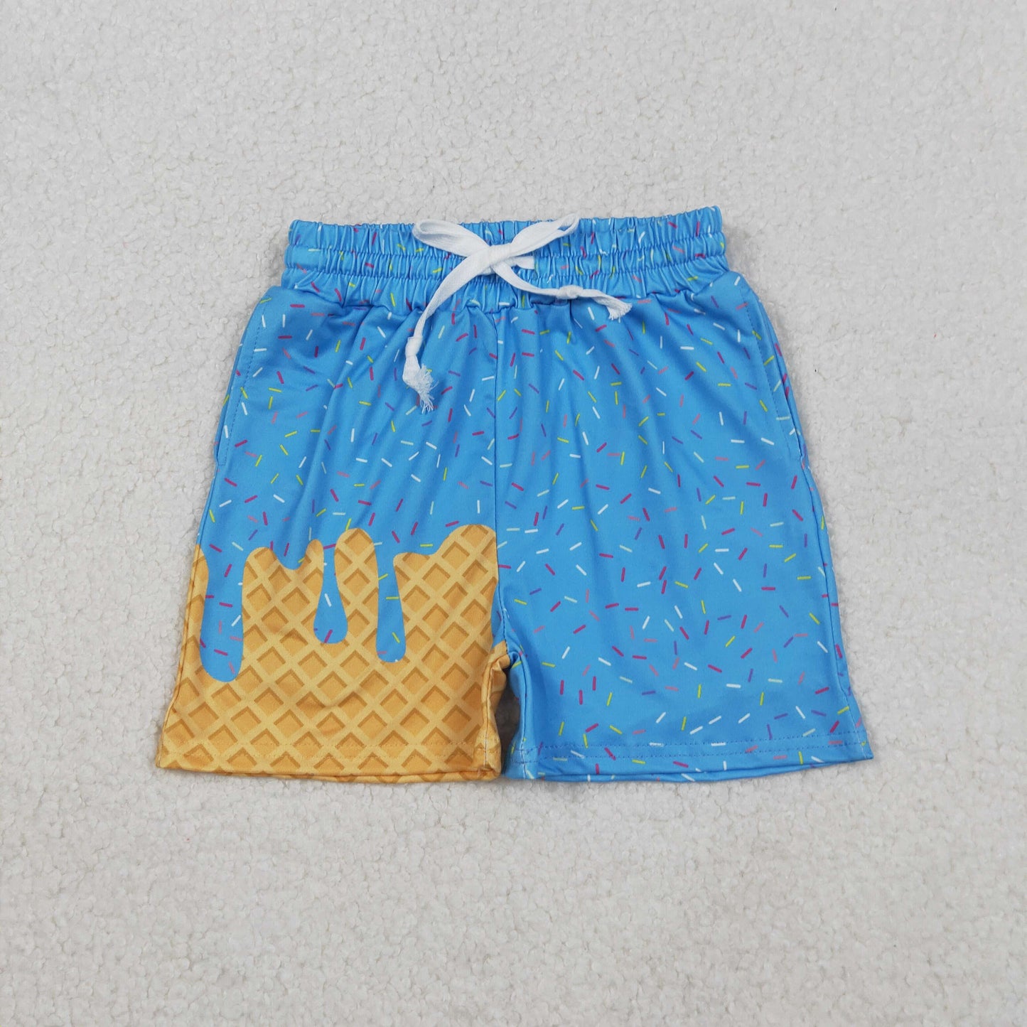 SS0619 Baby Girls Blue Ice Cream Drip Summer Shorts Bottoms 7.5