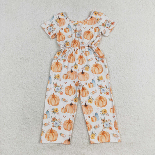 SR1880 Pumpkin flower short sleeve jumpsuit
